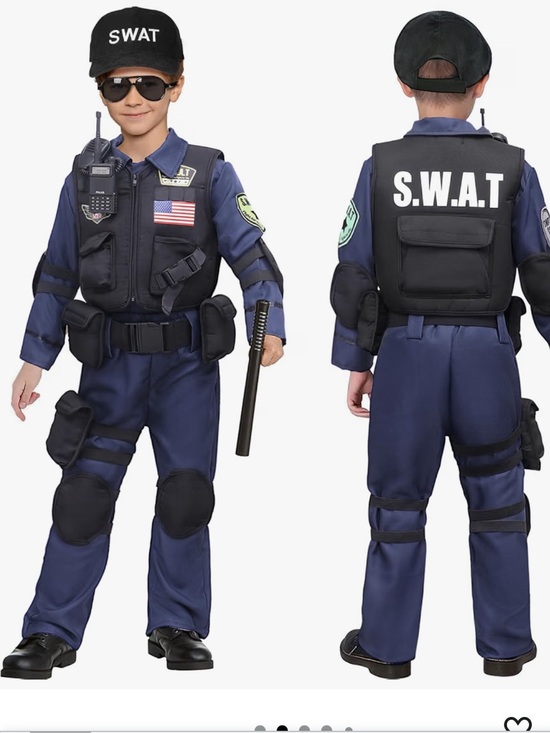 Police Other - SWAT Police Navy Blue Kids Officer Role Play Costume with Tactical Vest new